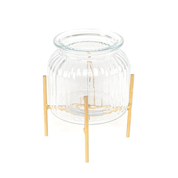 Candel cristal base oro